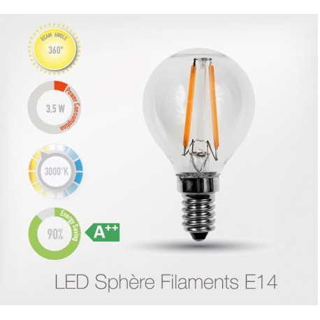 LED Filament Sphère G45 3,5W E14