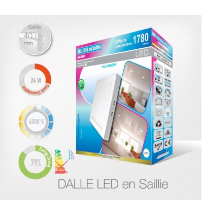 LED Carré Downlight en saillie 24W (Cadre Blanc)