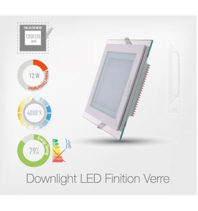 LED Carré Panel-Light 12W (Cadre Verre)