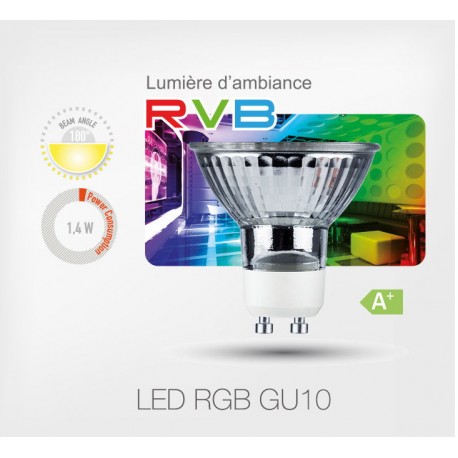 LED Spot 1,4W GU10 RVB (RGB)